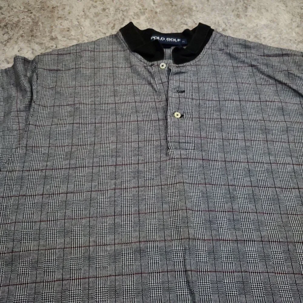 Ralph Lauren Polo Golf Shirt Mens XL Gray Stripe 100% Pima Cotton Short Sleeve